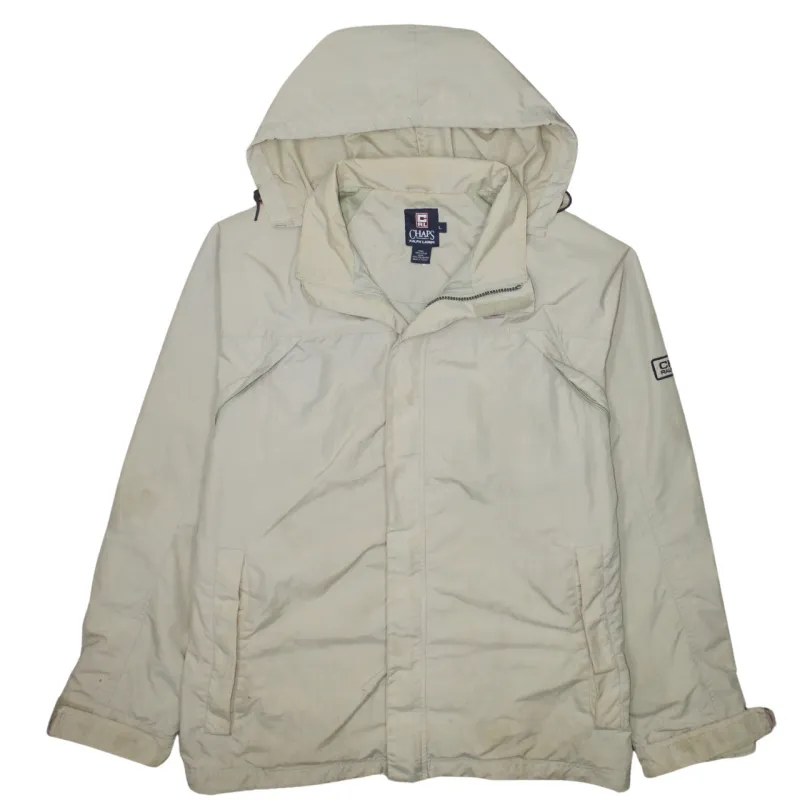 Chaps Ralph Lauren 90's Hooded Full Zip Up Windbreaker Large Beige Cream sold by Vintage Club