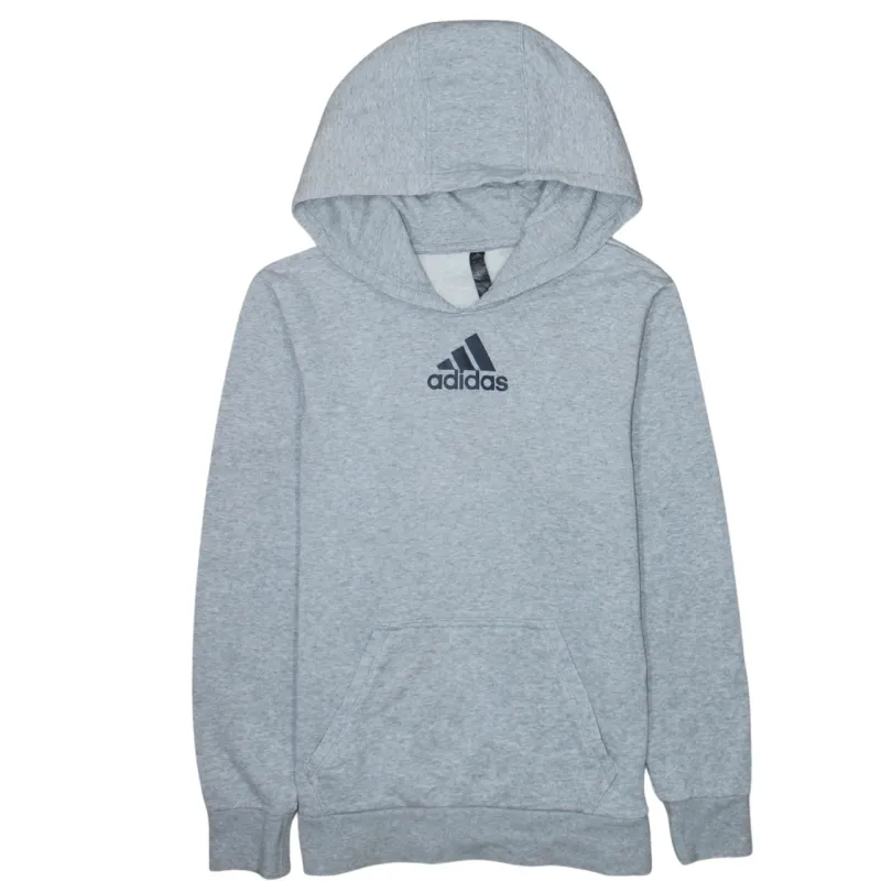 Adidas 90's Drawstring Pockets Pullover Hoodie Small Grey sold by Vintage Club