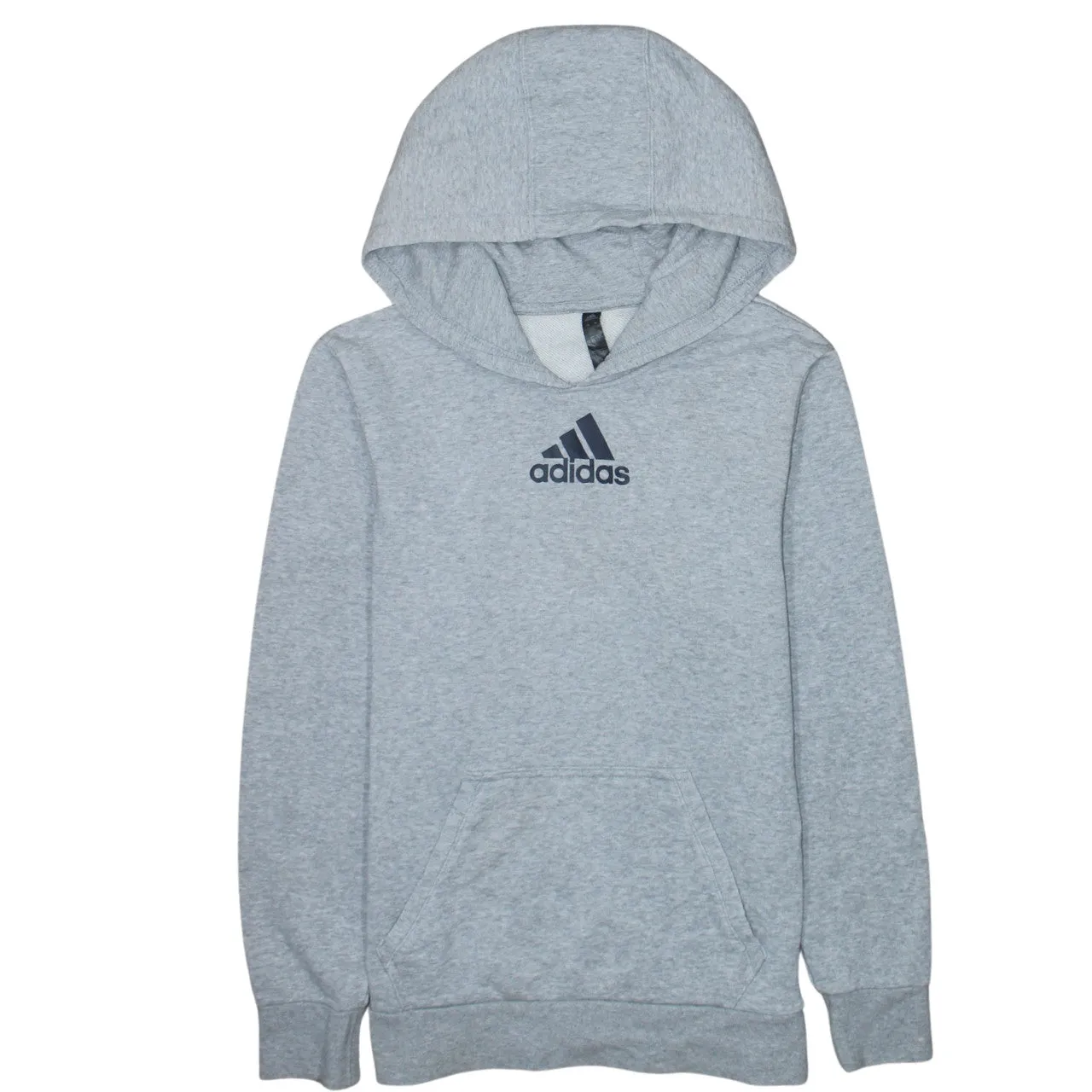 Adidas 90's Drawstring Pockets Pullover Hoodie Small Grey sold by Vintage Club
