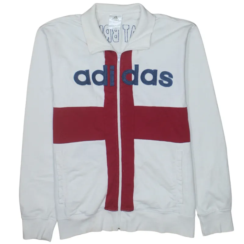 Adidas 90's Spellout Full Zip Up Sweatshirt Large White made by Adidas
