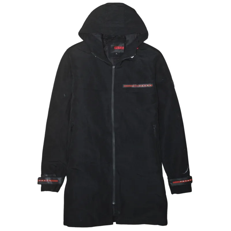 Prada 90's Hooded Full Zip Up Windbreaker XLarge Black made by Prada