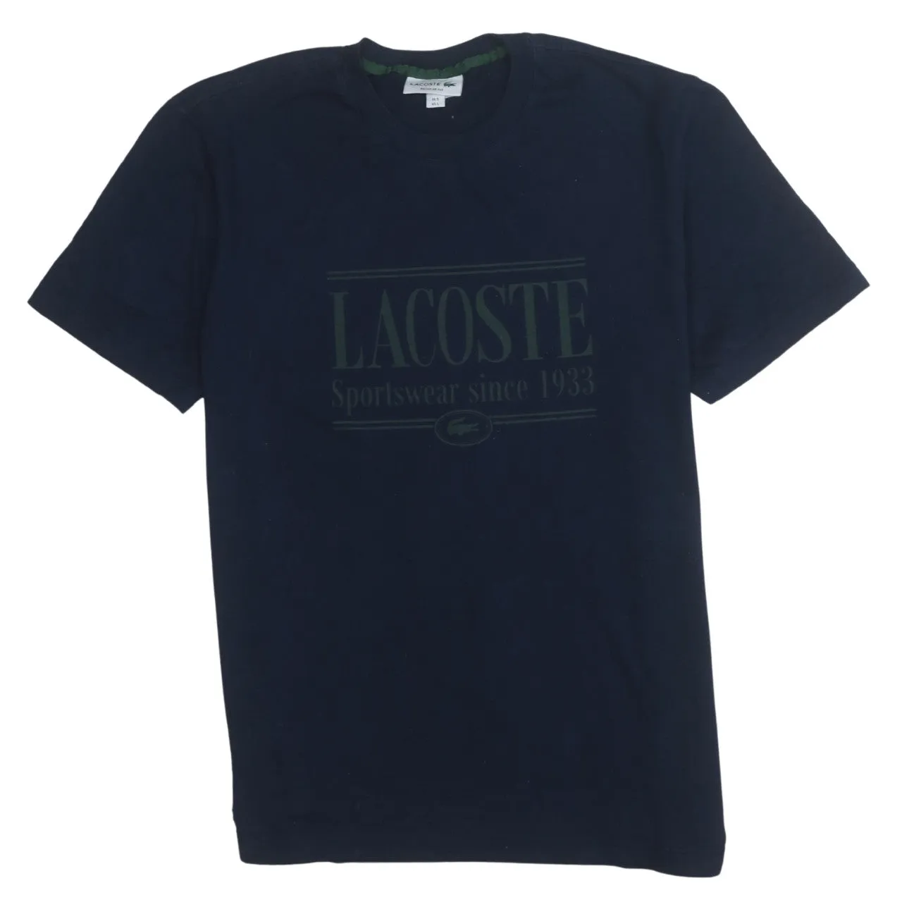 Lacoste 90's Spellout Short Sleeves T Shirt Large Navy Blue sold by Vintage Club