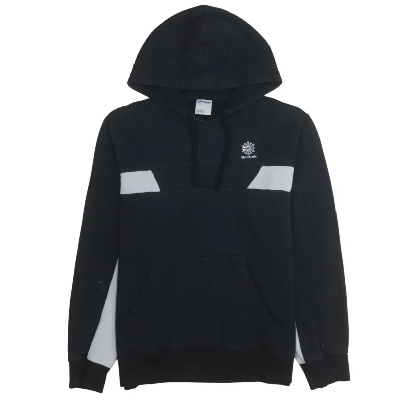 Reebok 90's Drawstring Pockets Pullover Hoodie Medium Black made by Reebok