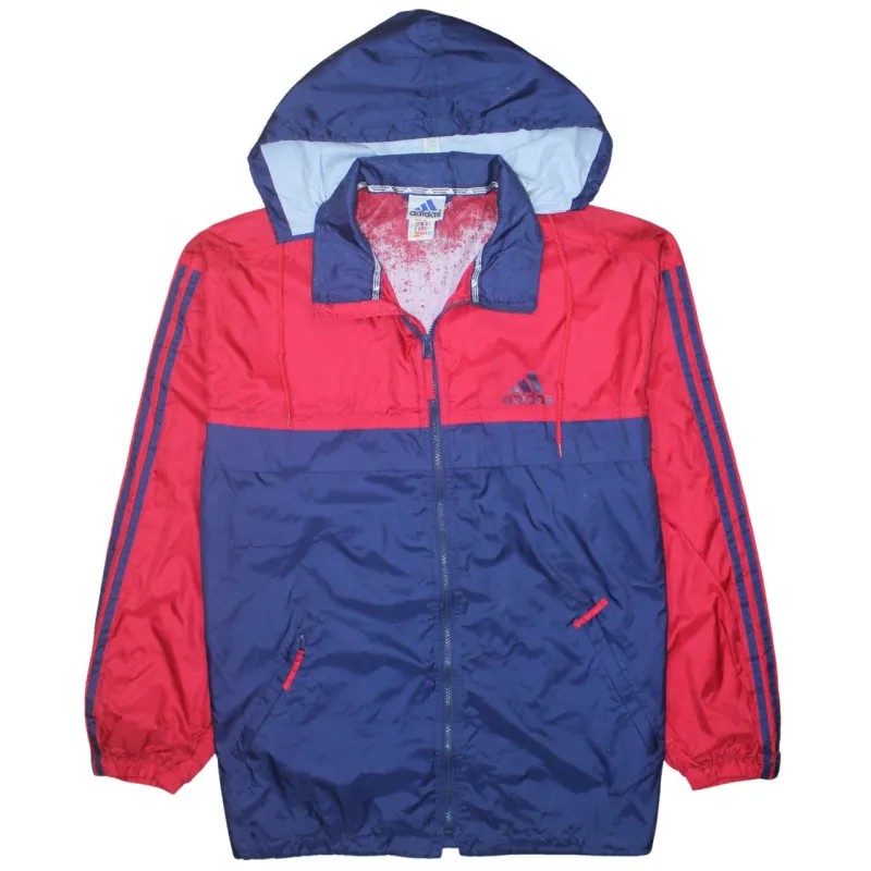 Adidas 90's Hooded Full Zip Up Windbreaker Medium Navy Blue made by Adidas