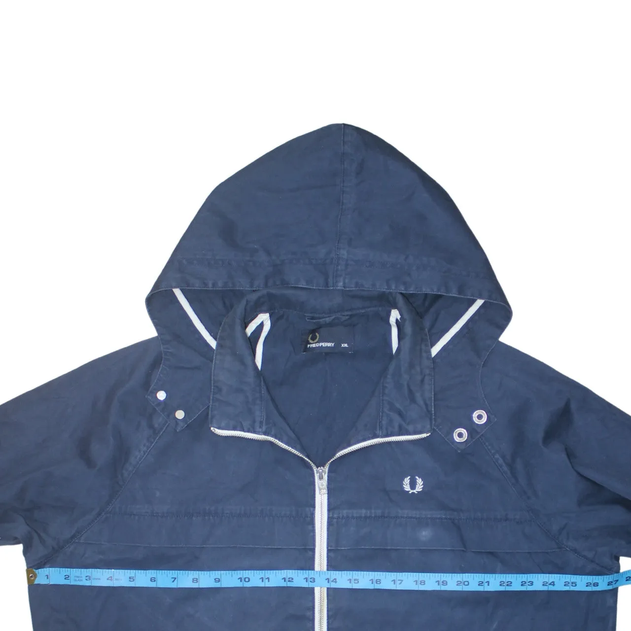 FRED PERRY 90's Hooded Full Zip Up Windbreaker XXLarge (2XL) Blue sold by Vintage Club product image thumbnail 5