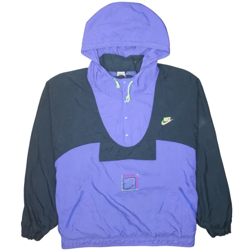 Nike 90's Swoosh Quarter Button Windbreaker XLarge Purple made by Nike