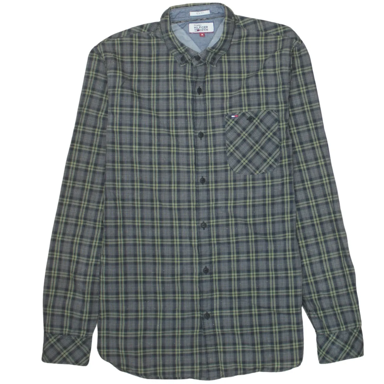 Tommy Hilfiger 90's Long Sleeve Button Up Shirt Medium Green sold by Vintage Club