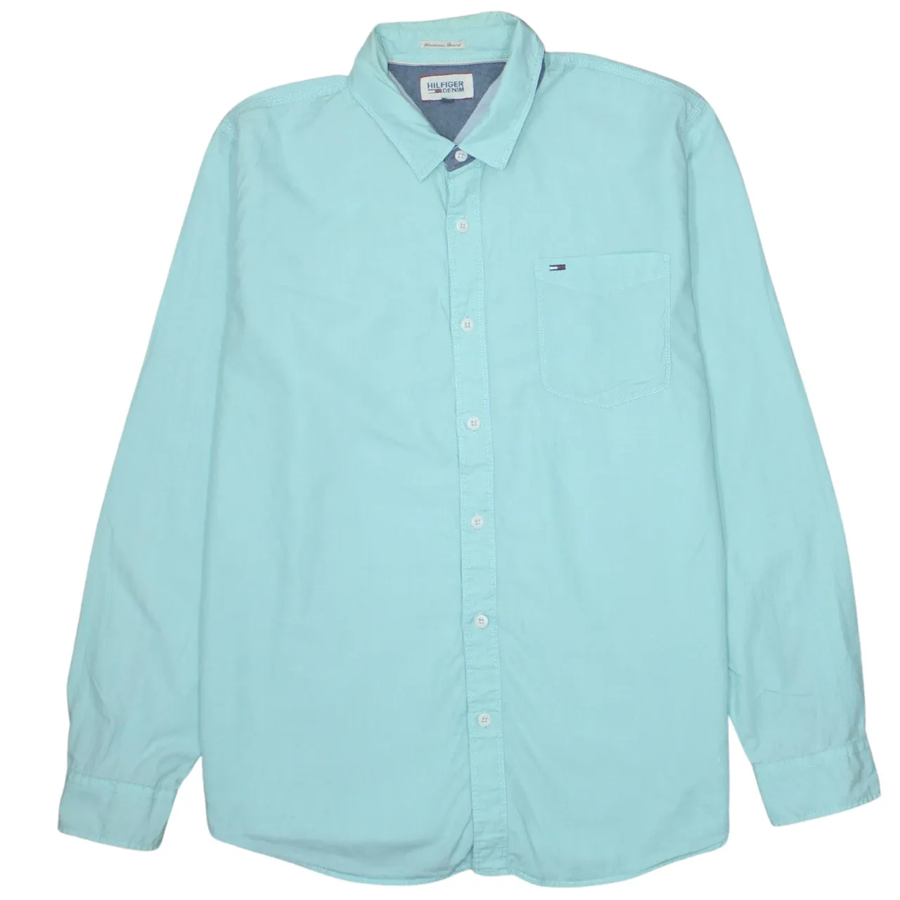 Tommy Hilfiger 90's Long Sleeve Button Up Shirt XLarge Blue sold by Vintage Club