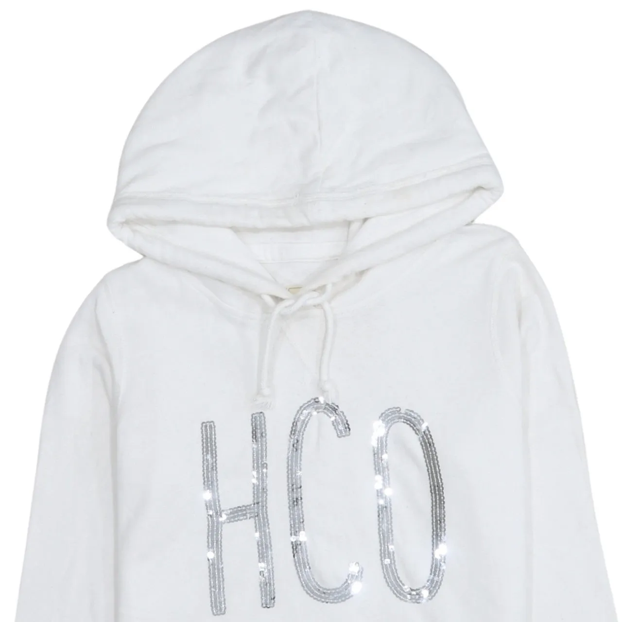 Hollister 90's Drawstring Pockets Pullover Hoodie Small White sold by Vintage Club product image thumbnail 3