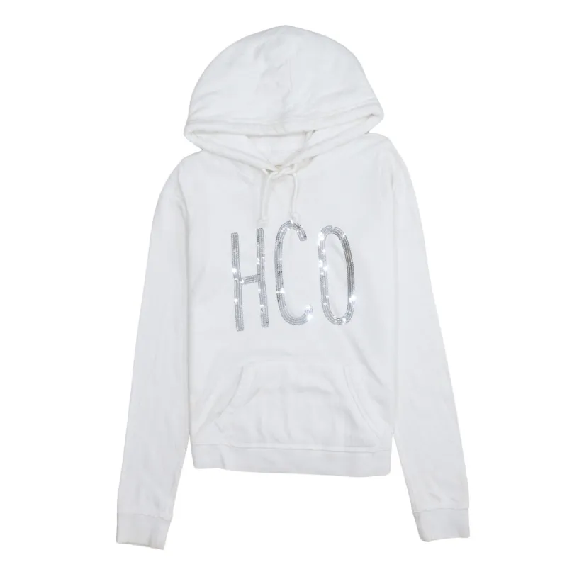 Hollister 90's Drawstring Pockets Pullover Hoodie Small White sold by Vintage Club