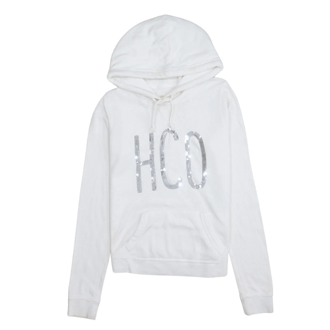 Hollister 90's Drawstring Pockets Pullover Hoodie Small White sold by Vintage Club