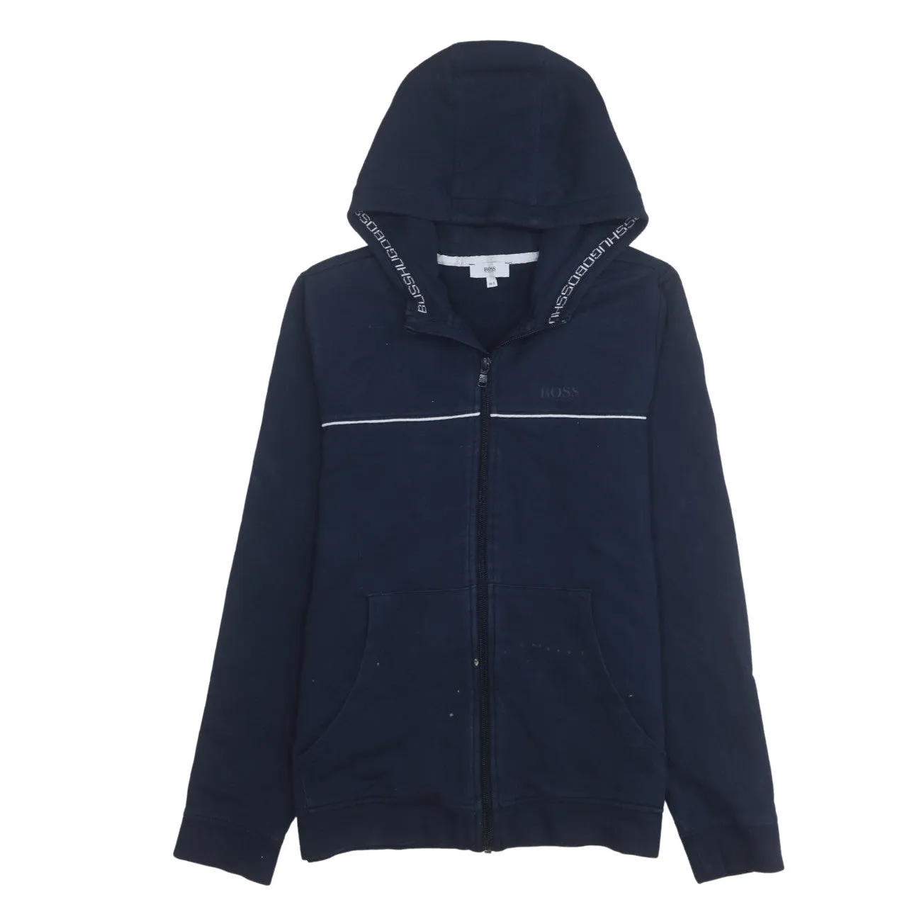 HUGO BOSS 90's Lightweight Full Zip Up Hoodie Small Navy Blue sold by Vintage Club