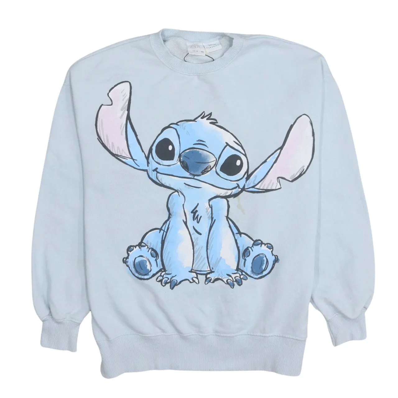 Disney 90's Stitch Crew Neck Sweatshirt Small Blue sold by Vintage Club