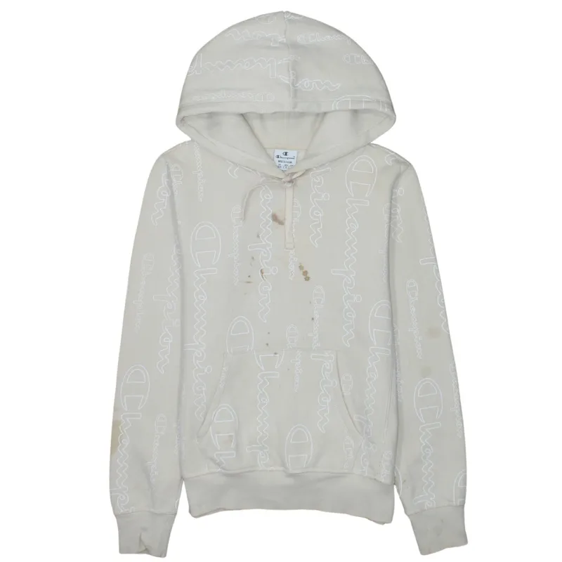 Champion 90's Plain Pullover Hoodie Medium Beige Cream made by Champion