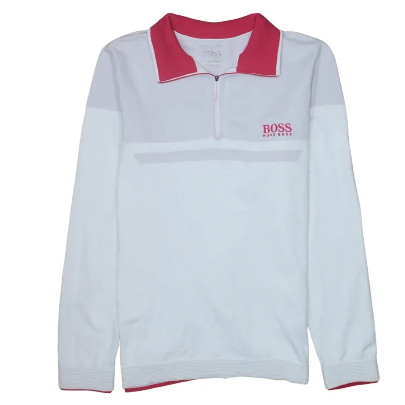HUGO BOSS 90's Lightweight Quarter Zip Sweatshirt Large White sold by Vintage Club