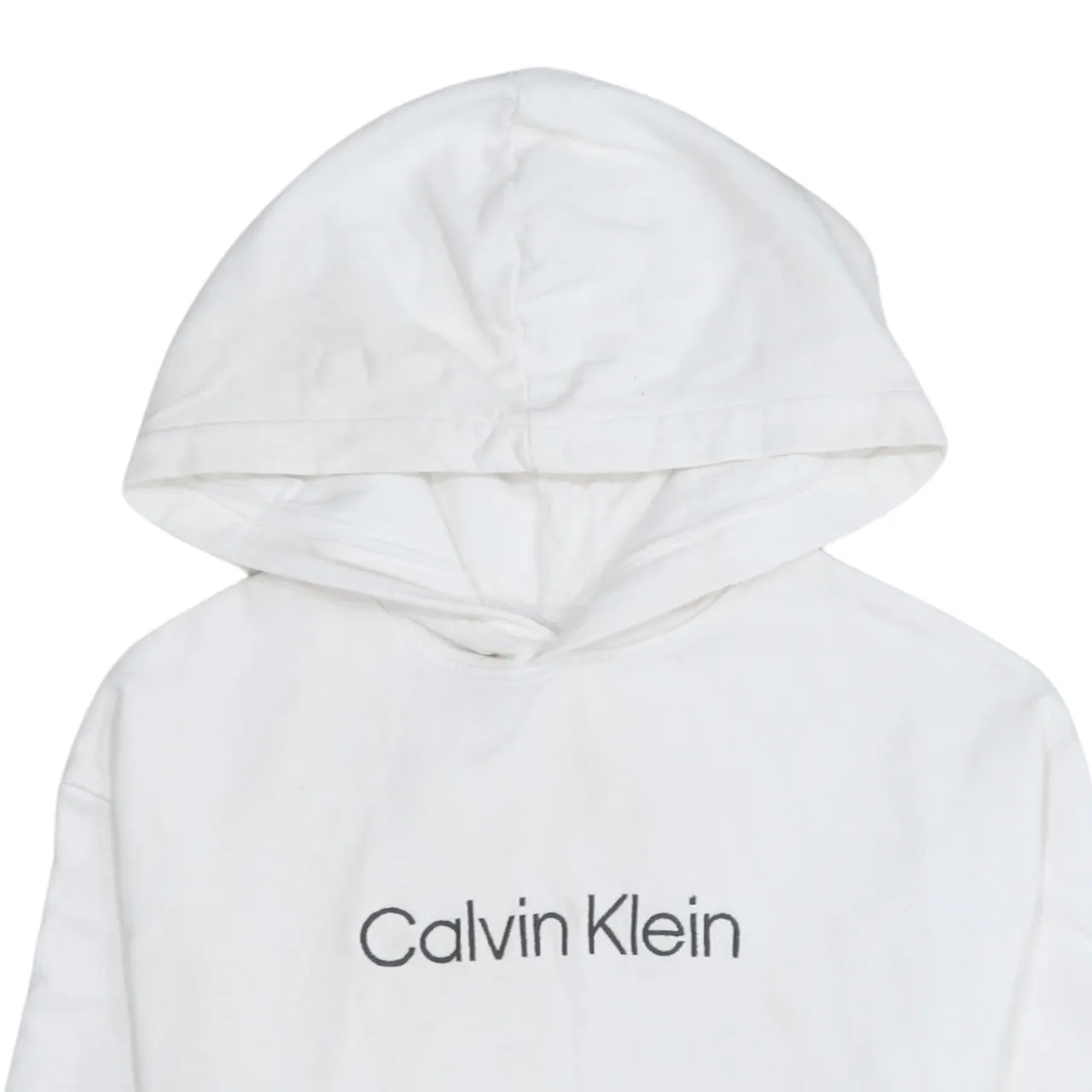 Calvin Klein 90's Spellout Pullover Hoodie Small White sold by Vintage Club product image thumbnail 3