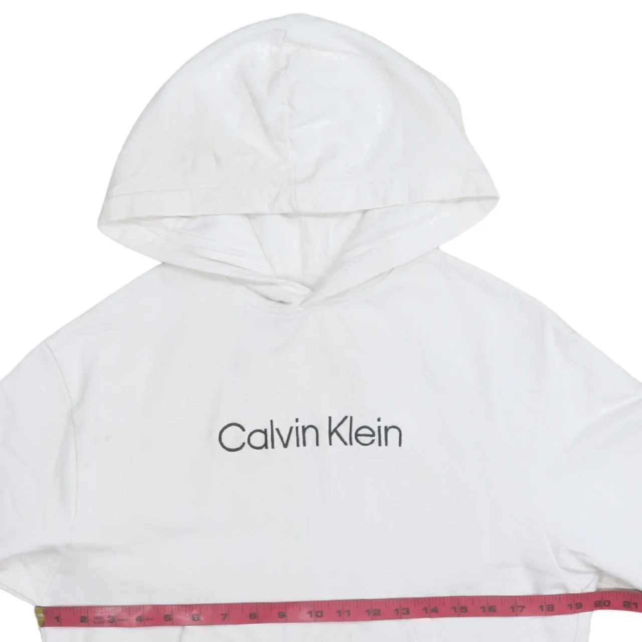 Calvin Klein 90's Spellout Pullover Hoodie Small White sold by Vintage Club product image thumbnail 5