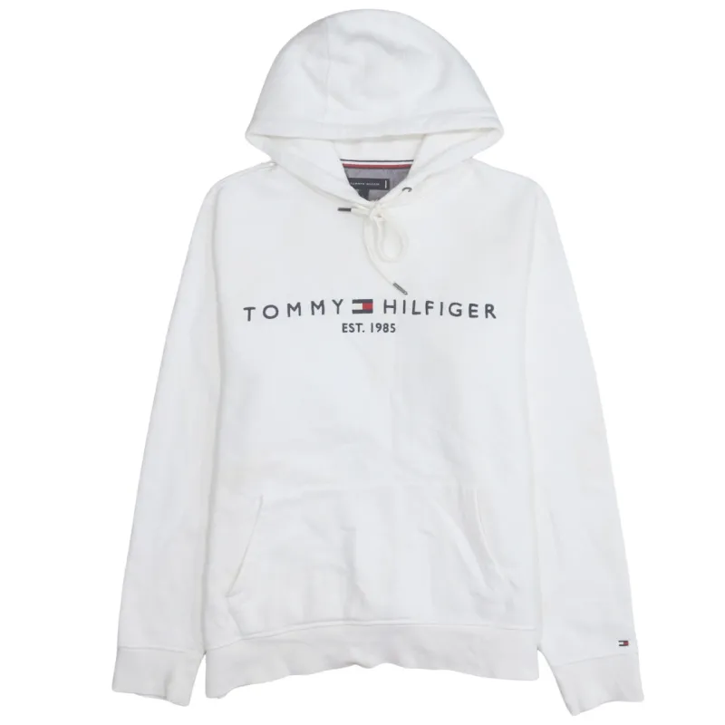 Tommy Hilfiger 90's Spellout Pullover Hoodie Large White made by Tommy Hilfiger