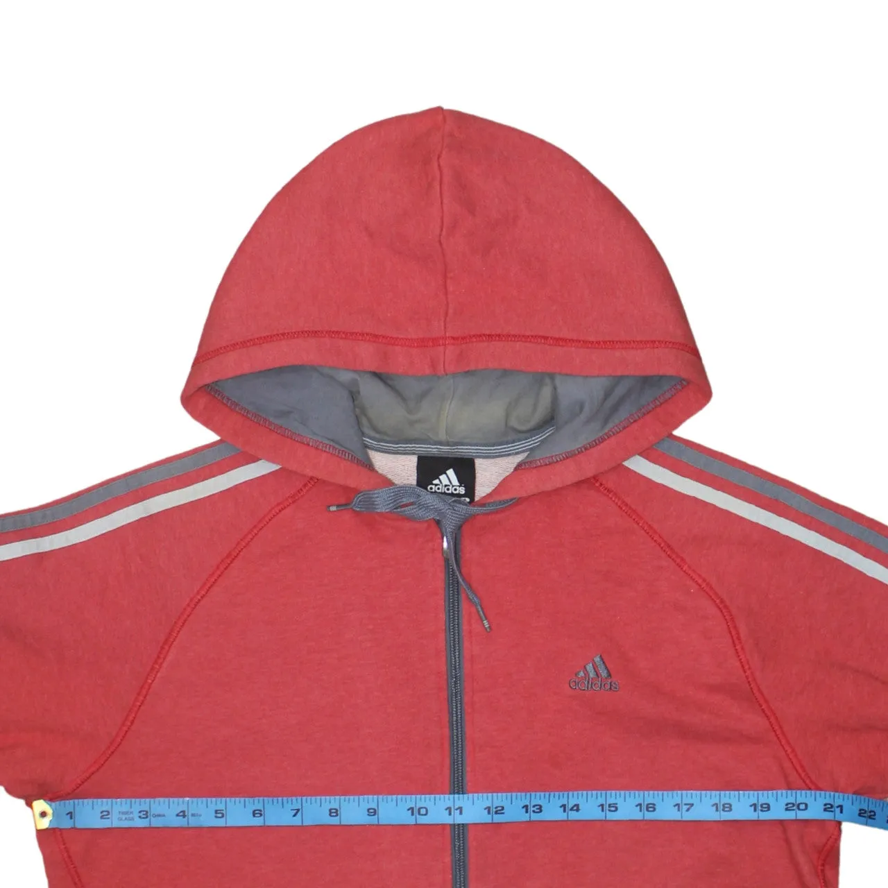 Adidas 90's Striped Sleeve Full Zip Up Hoodie Medium Red sold by Vintage Club product image thumbnail 5