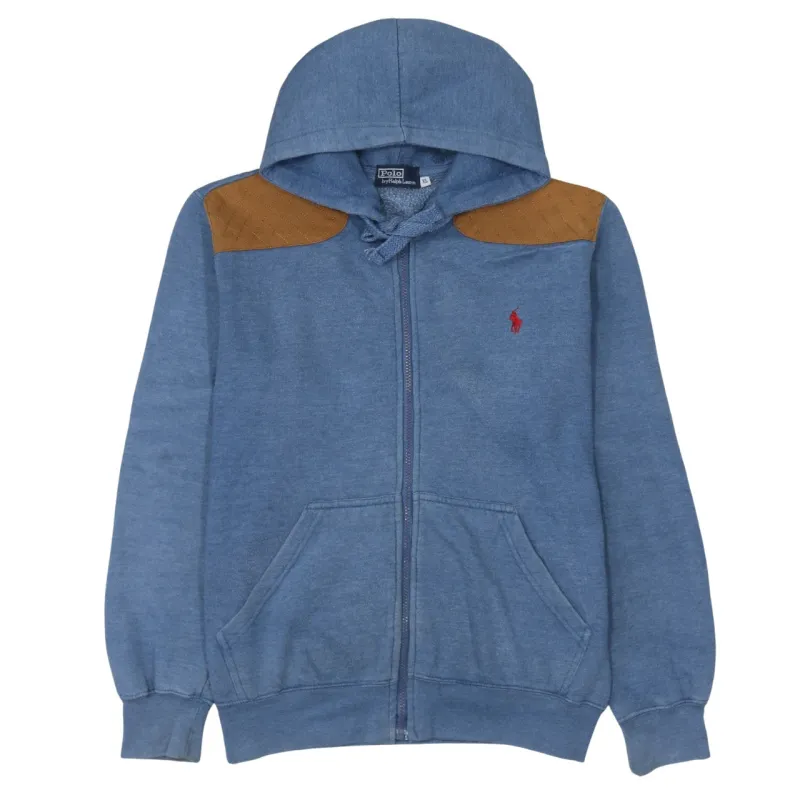 Polo Ralph Lauren 90's Drawstring Pockets Full Zip Up Hoodie XLarge Blue made by Polo by Ralph Lauren