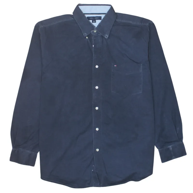 Tommy Hilfiger 90's Long Sleeve Button Up Shirt Large Navy Blue made by Tommy Hilfiger