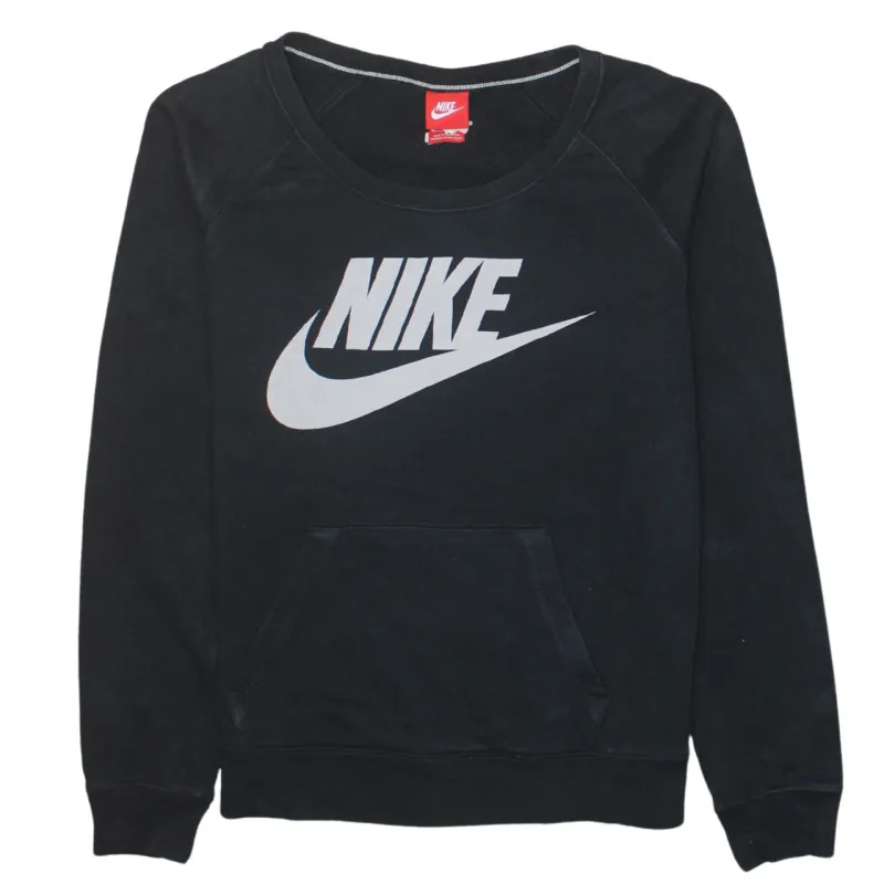 Nike 90's Center Middle Swoosh Crew Neck Sweatshirt Medium Black made by Nike