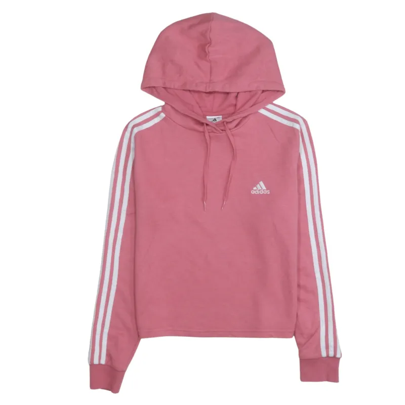 Adidas 90's Striped Sleeve Pullover Hoodie Medium Pink sold by Vintage Club