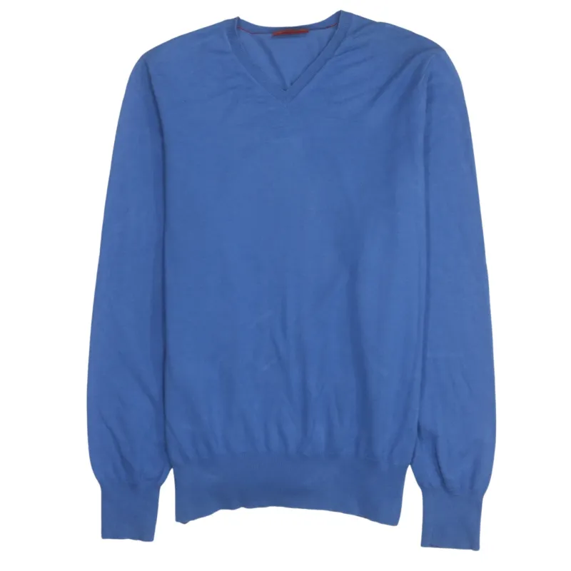 HUGO BOSS 90's Plain V Neck Sweatshirt XLarge Blue sold by Vintage Club