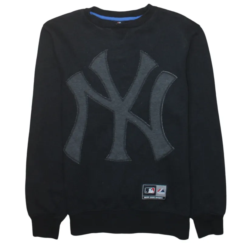 Majestic 90's Lightweight Crew Neck Sweatshirt Medium Black made by Majestic