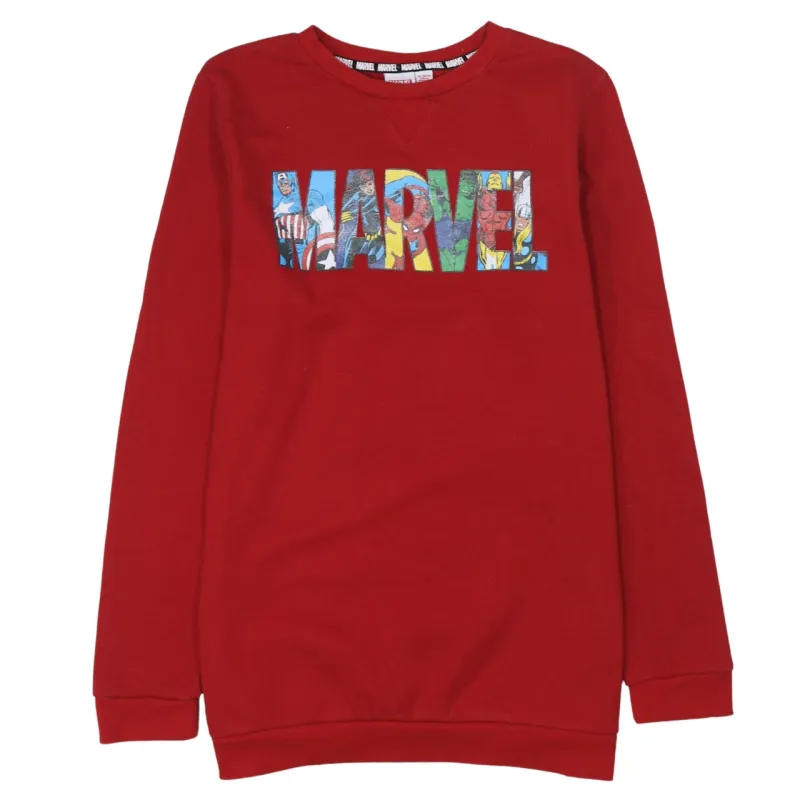 Marvel 90's Spellout Crew Neck Sweatshirt Medium  Red made by Marvel