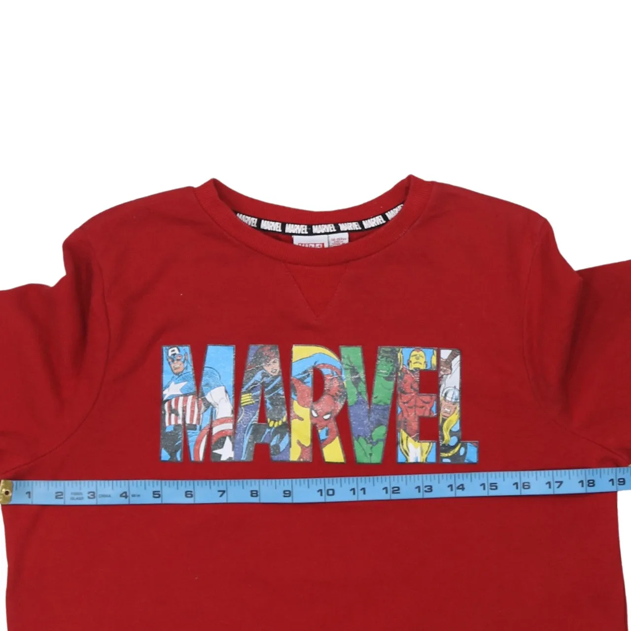 Marvel 90's Spellout Crew Neck Sweatshirt Medium Red sold by Vintage Club product image thumbnail 5