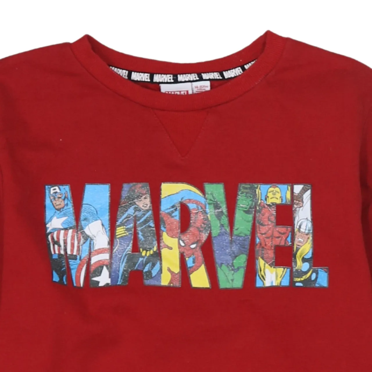 Marvel 90's Spellout Crew Neck Sweatshirt Medium Red sold by Vintage Club product image thumbnail 3