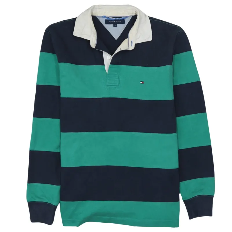 Tommy Hilfiger 90's Long Sleeve Quarter Button Polo Shirt Medium Green made by Tommy Hilfiger