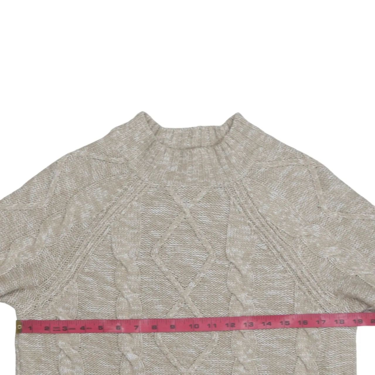 Retro 90's Plain Mock Neck Sweatshirt Medium Beige Cream sold by Vintage Club product image thumbnail 5