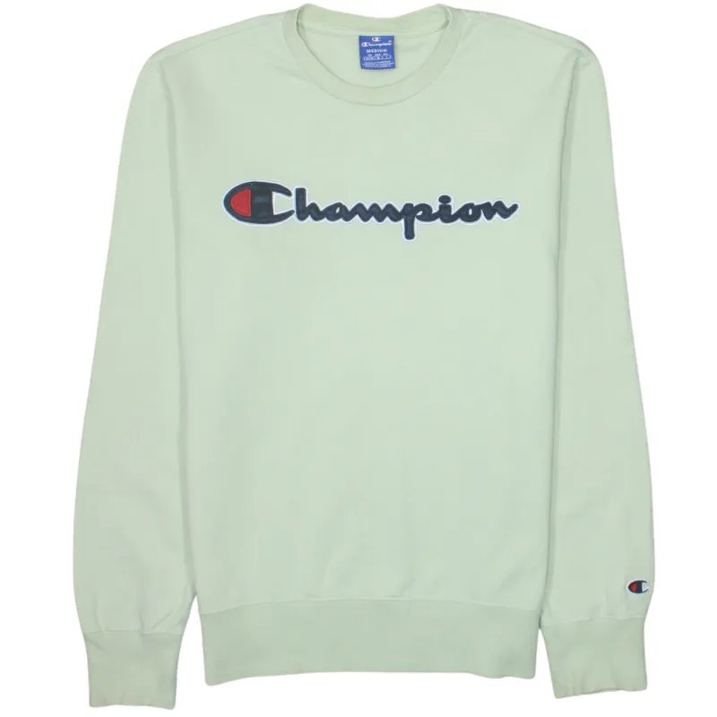 Champion 90's Spellout Crew Neck Sweatshirt Medium Green made by Champion