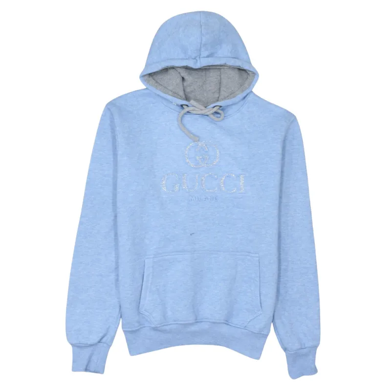 Gucci 90's Spellout Pullover Hoodie Large Blue sold by Vintage Club