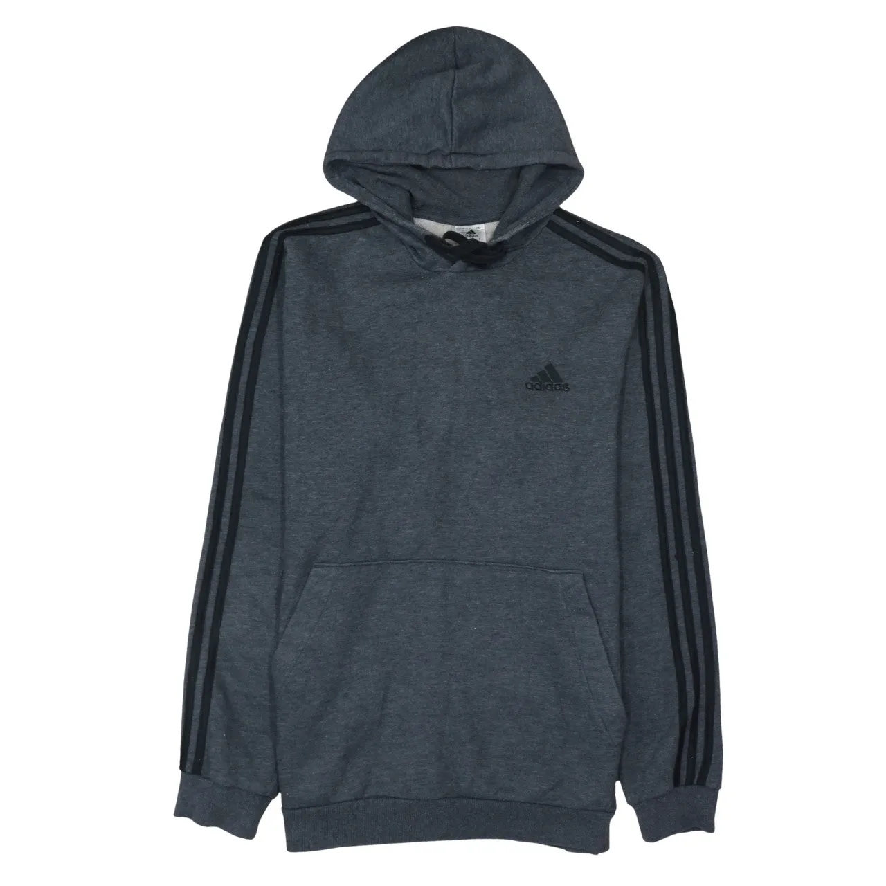 Adidas 90's Striped Sleeve Pullover Hoodie Large Grey sold by Vintage Club