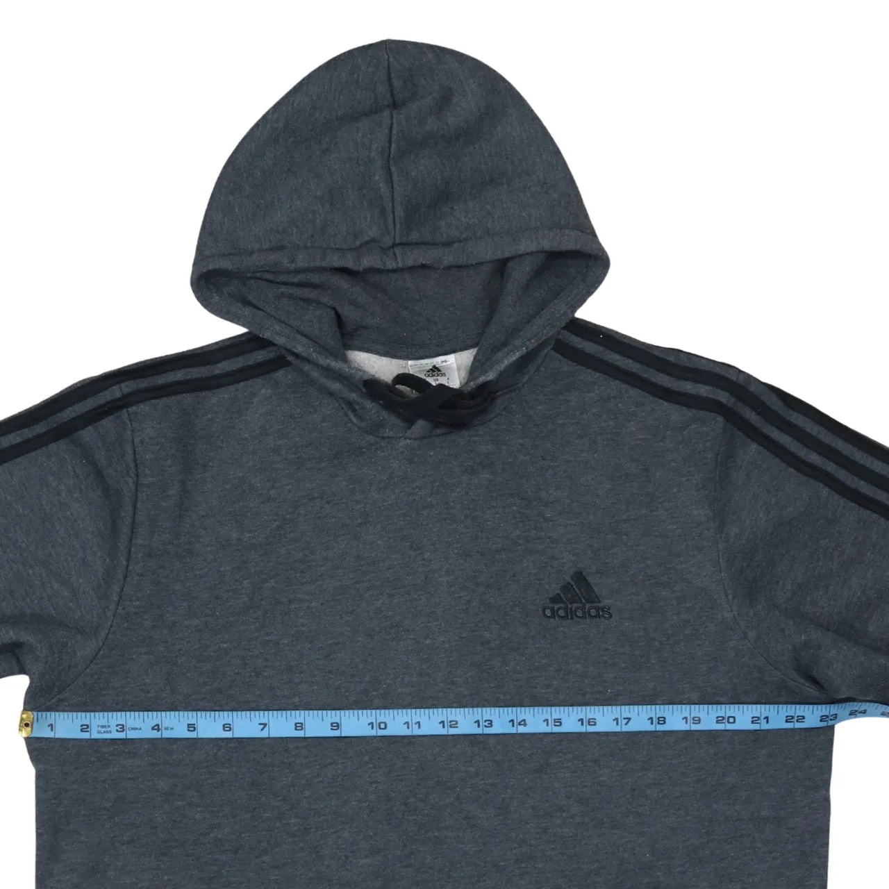 Adidas 90's Striped Sleeve Pullover Hoodie Large Grey sold by Vintage Club product image thumbnail 5