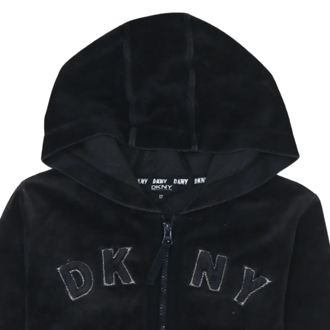 Dkny 90's Spellout Full Zip Up Hoodie XSmall Black sold by Vintage Club product image thumbnail 3