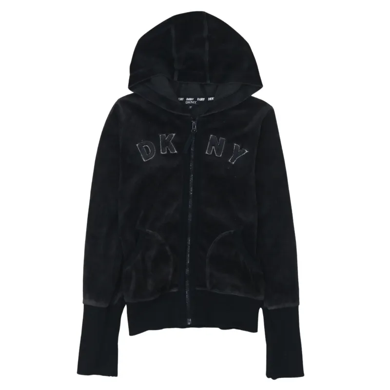 Dkny 90's Spellout Full Zip Up Hoodie XSmall Black sold by Vintage Club