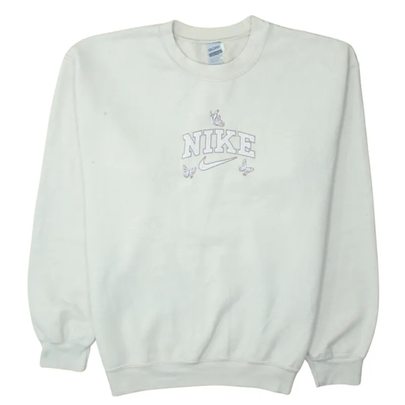 Nike 90's Center Middle Swoosh Crew Neck Sweatshirt Medium Beige Cream made by Nike