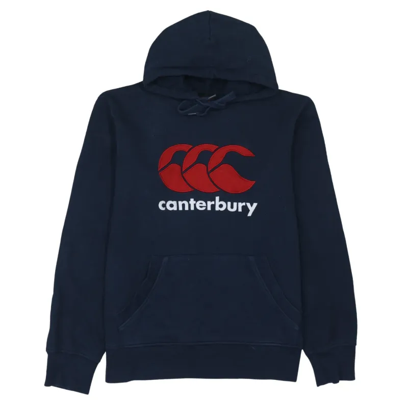 CANTERBURY 90's Spellout Pullover Hoodie Large Navy Blue sold by Vintage Club