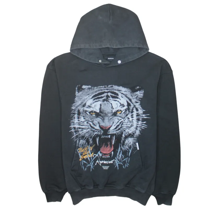 Retro 90's Drawstring Pockets Pullover Hoodie Small Black sold by Vintage Club