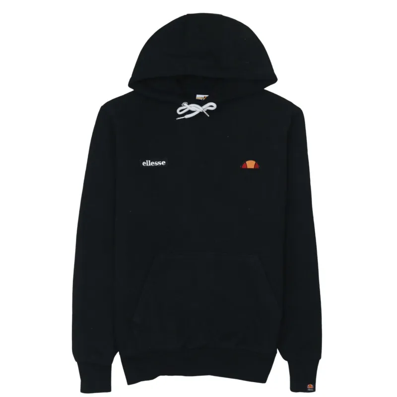 Ellesse 90's Drawstring Pockets Pullover Hoodie Small Black made by Ellesse