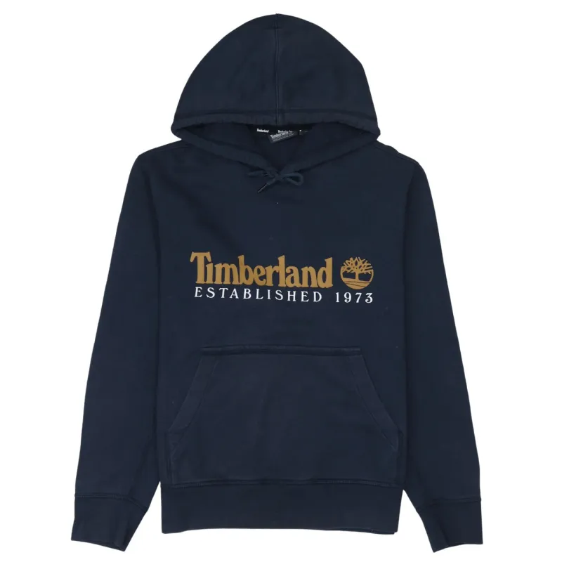 Timberland 90's Spellout Pullover Hoodie Medium Navy Blue made by Timberland
