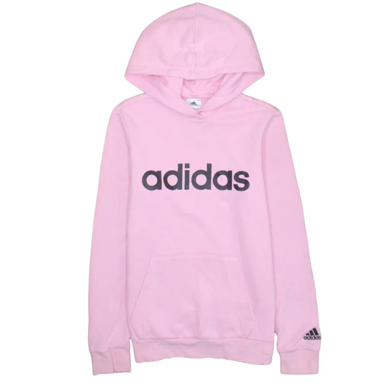 Adidas 90's Spellout Pullover Hoodie Small Pink sold by Vintage Club