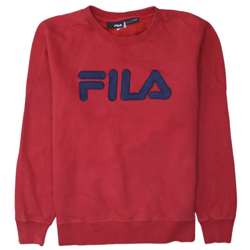 Fila 90's Spellout Crew Neck Sweatshirt Medium Red sold by Vintage Club