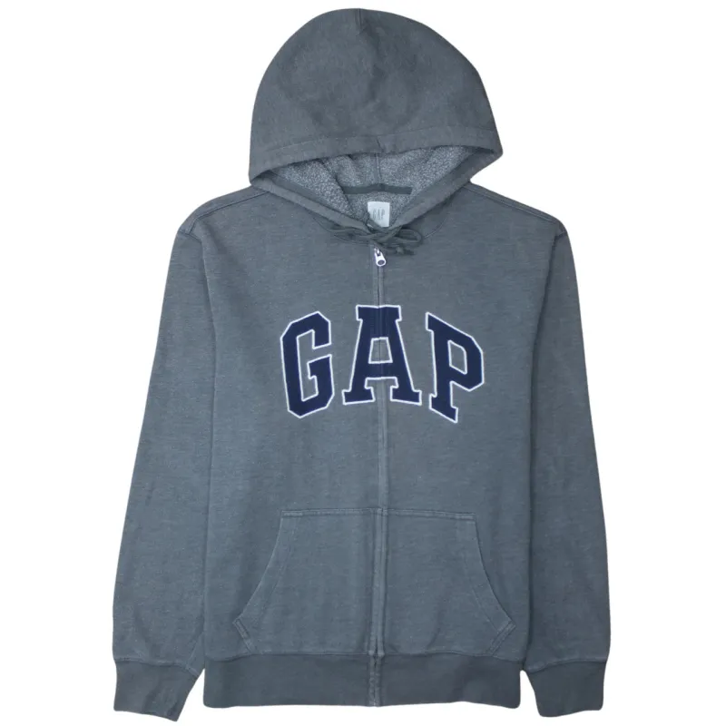 Gap 90's Spellout Full Zip Up Hoodie Large Grey made by GAP