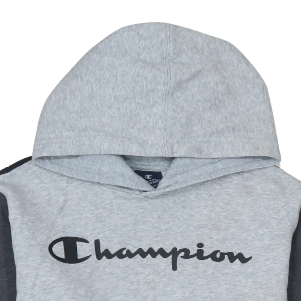 Champion Grey Colourblock Hoodie Women’s XLarge Printed Logo Front Pouch Pullover Top sold by Vintage Club product image thumbnail 3