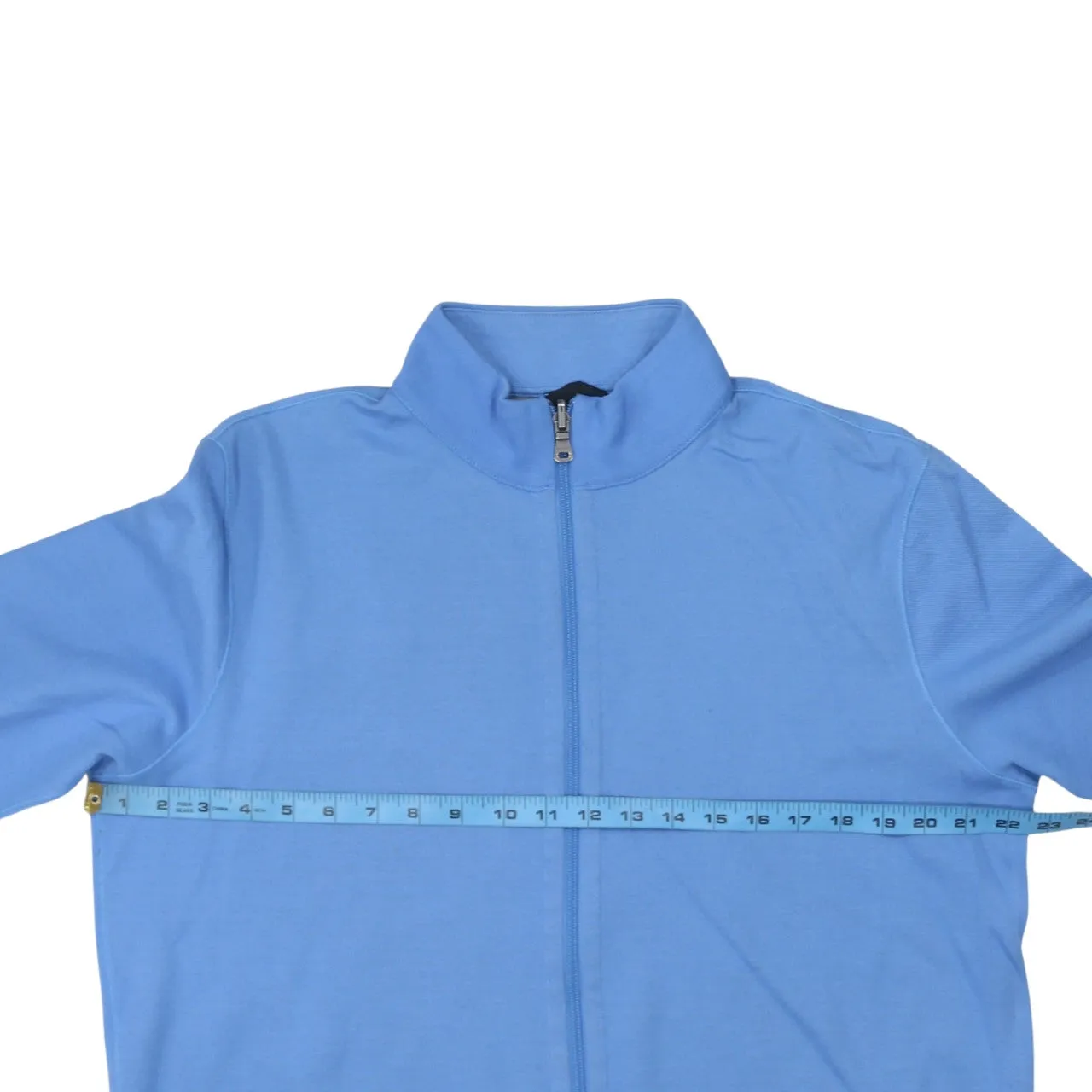 HUGO BOSS Light Blue Zip Sweatshirt Women's XLarge Stand Collar Minimal Logo-Free Top Jacket sold by Vintage Club product image thumbnail 5